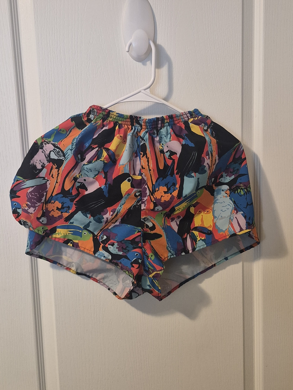 Women's Vibrant Multicolor Parrot Toucan Print Running Biking Short Athletic BOA